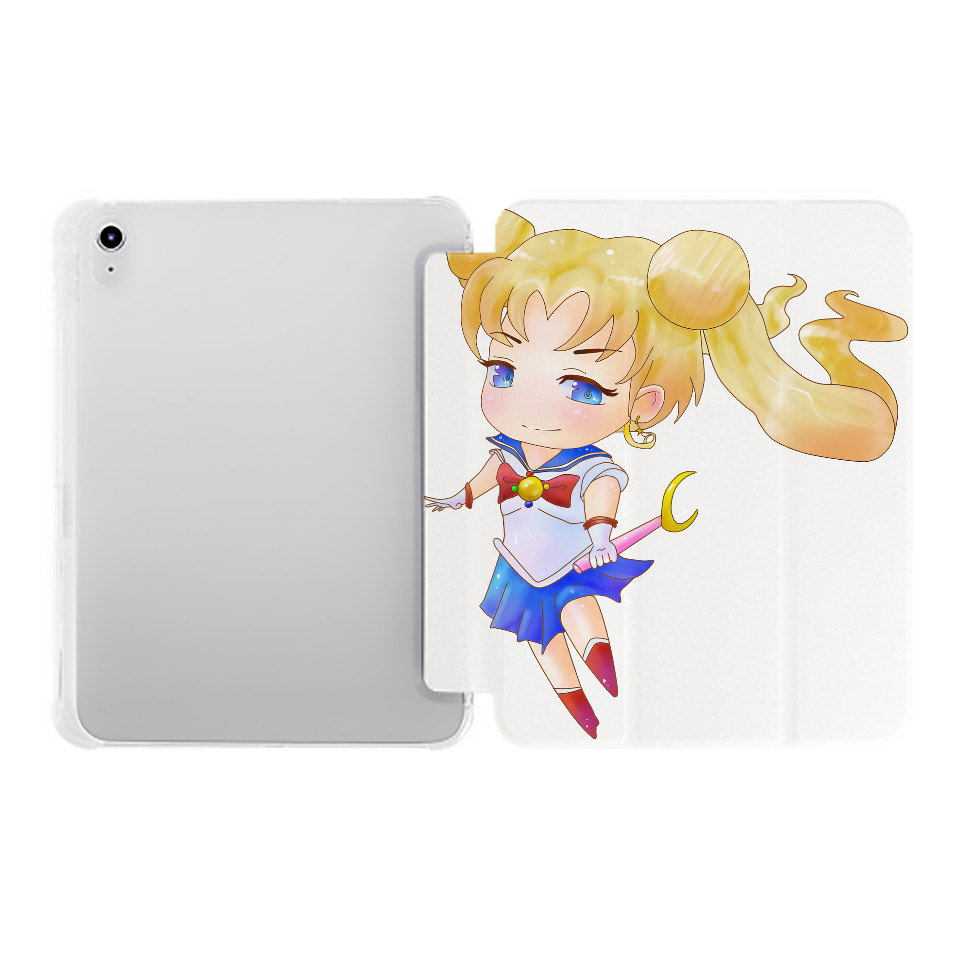 （画像用） 美少女戦士セーラームーン 愛野 美奈子 あいの みなこ Sailor Moon Aino Minako IPad ケース ペン収納付き 三つ折りスタンド PUレザー×シリコン 対応機種9.5/10.5/10.9インチ